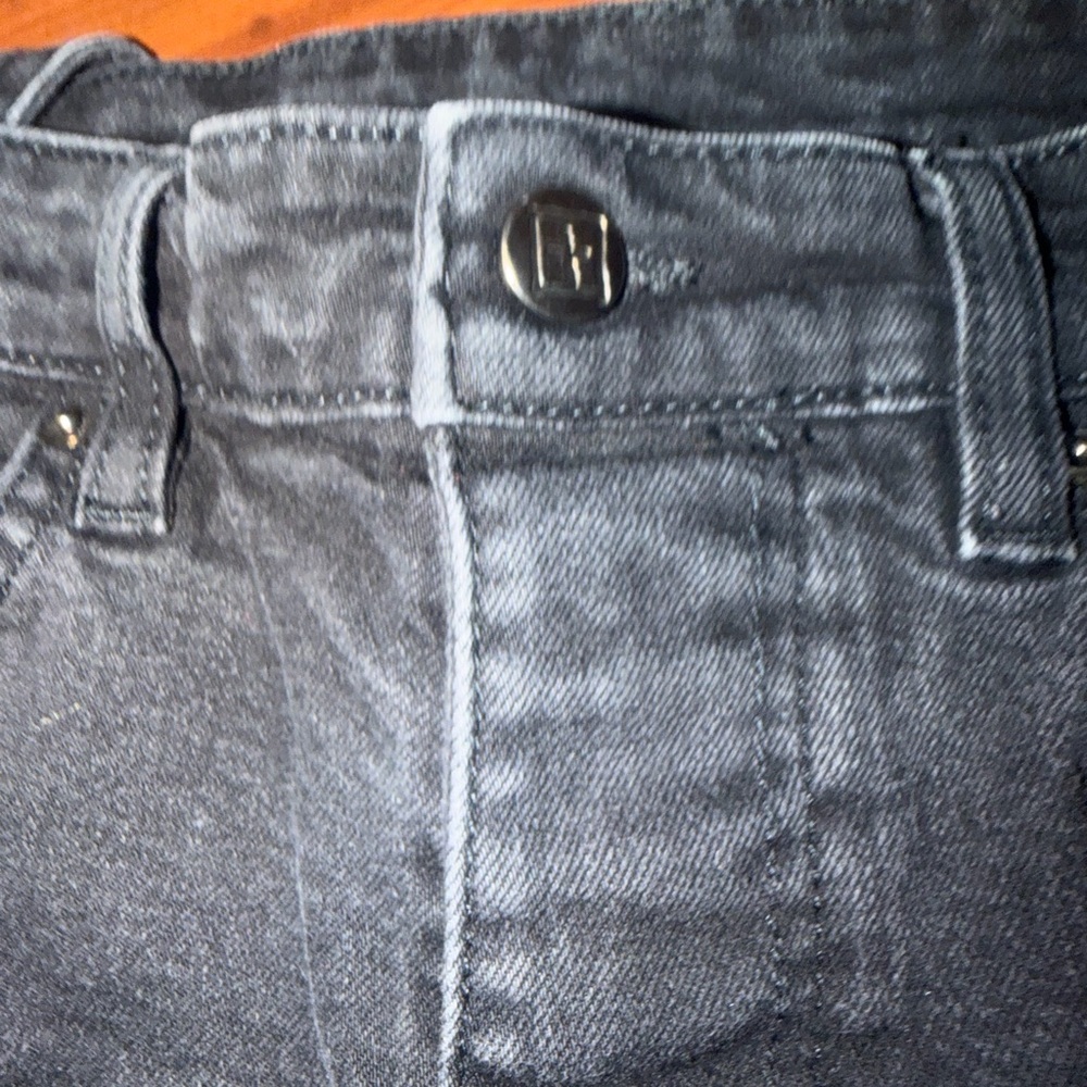 Ksubi Black Slim Straight Jeans with Red Cross-Stitch and White Pocket Graphic - Picture 10 of 12